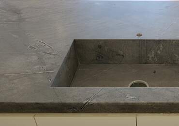 A stone kitchen sink