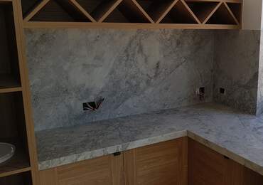 A kitchen benchtop built into a corner